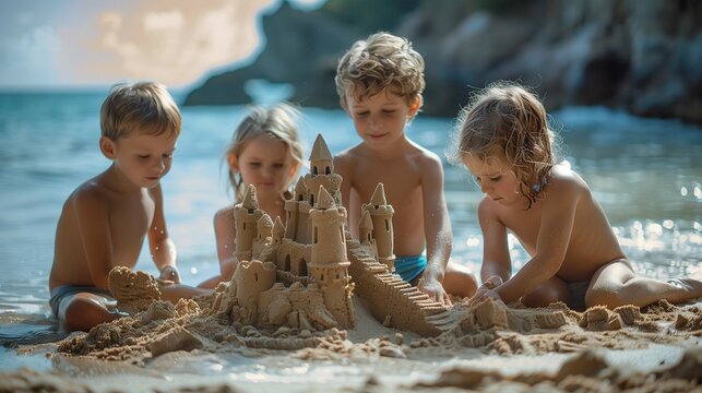 Children's Beach Castle Adventure, generative ai