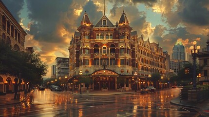 Fototapeta premium Timeless Beauty of the Driskill in Austin, generative ai