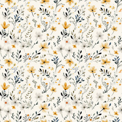 Autumn Inspired Floral Pattern Background.