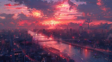 Urban Twilight: A Connected Cityscape, generative ai
