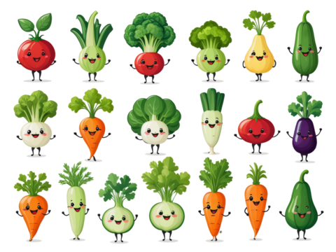 vegetable cartoon character illustartion vector 