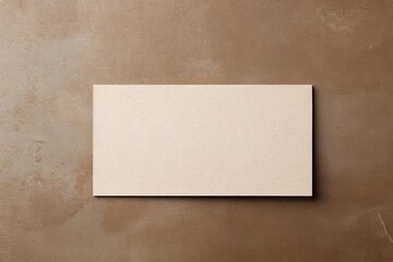 Beige blank business card template empty mock-up at beige textured background with copy space for text photo or product