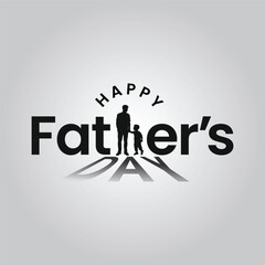 Happy Father's Day creative concept with father and son silhouette vector illustration. Father's Day social media template design. Greeting card for Dad loving and wishing. Father Logo.