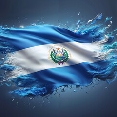 3D rendered El Salvador flag, isolated on a clean background. High-quality, realistic depiction perfect for various uses, Generated by AI.