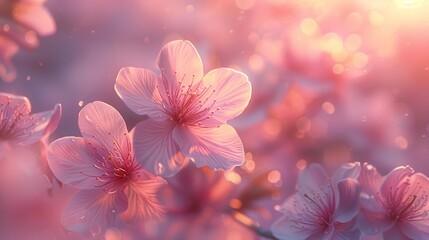 Gentle Sunrise Illuminating Cherry Blossoms, generative ai