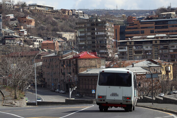 Naklejka premium tram in the city