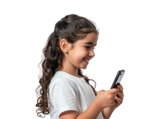 Smiling Middle Eastern Girl With Smartphone
