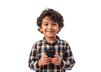 Middle Eastern Boy with Smartphone Smiling