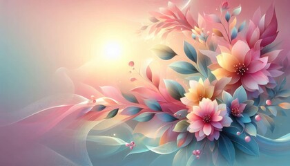 Fototapeta na wymiar celebration background with soft pastel colours the vibrant spring flower and leaves 