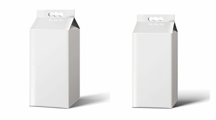 Two Blank White Milk Carton Packages: Vector Illustration - obrazy, fototapety, plakaty