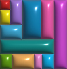 Multi-colored cubes, abstract background. 3D rendering illustration