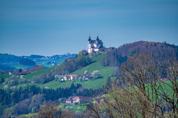 View on the Basilica of Sonntagsberg near Waidhofen, Austria