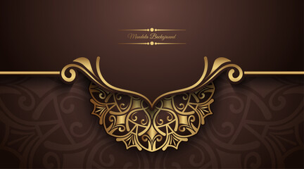 brown background with gold mandala ornaments © Pendraw