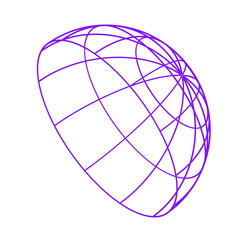 Wireframe hemisphere. PNG for web design. Abstract globe design.