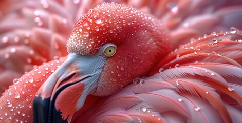 a close up picture of a pink flamingo