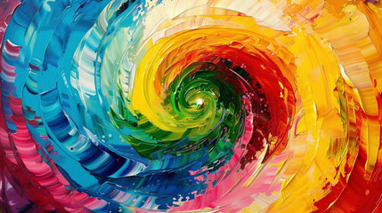 Spirals of vibrant colors dancing across the canvas, creating a sense of rhythm and flow in the...