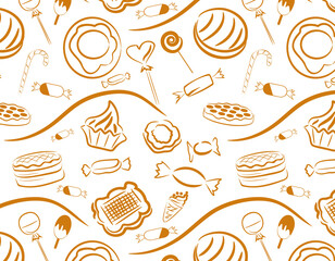 Candies and cookies, seamless pattern, illustration, sweets