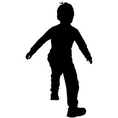 A silhouette of a child running