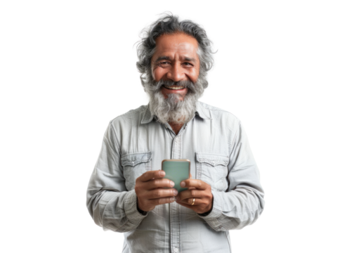 Middle Eastern Man with Smartphone Smiling