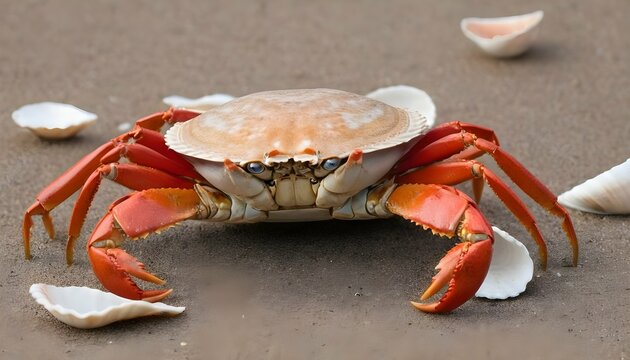 A Crab Scuttling Across A Bed Of Shells