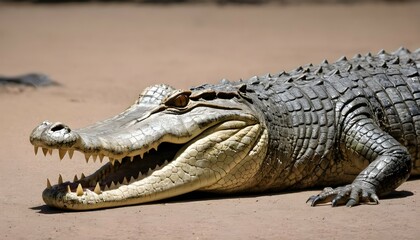 A Crocodile With Its Body Coiled Poised For Attac