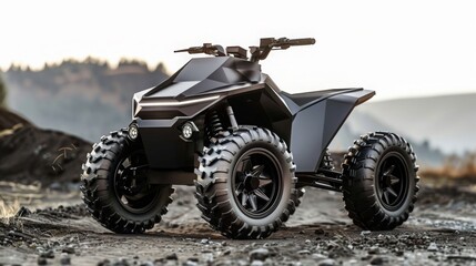 Black Four Wheeler on Rocky Terrain