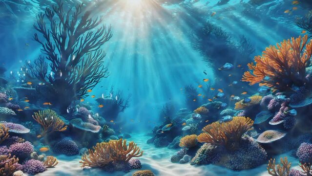 Unraveling the Mysteries of Underwater Life. Seamless looping 4k time-lapse virtual video animation 