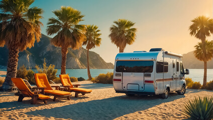 Motorhome by the sea nature