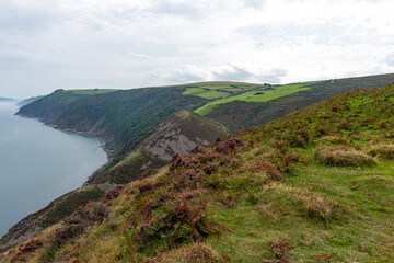 Fototapeta na wymiar Landscape photo of the coastline at Foreland Point on the north Devon coast
