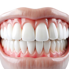 A sore tooth amidst healthy teeth isolated on transparent background
