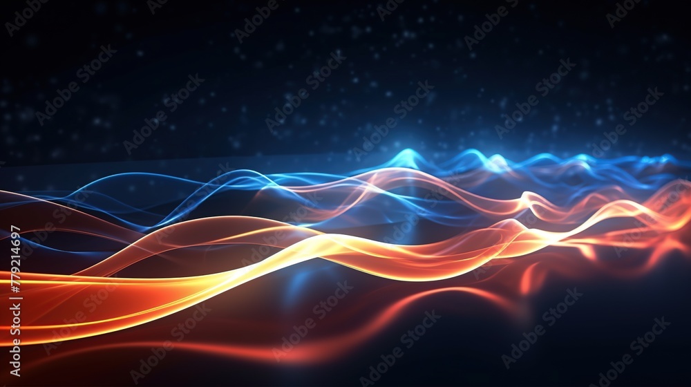 Poster abstract glowing lines wave flow for digital waves, dynamic network system, energy,. technology and 