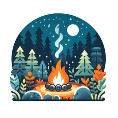 Camp fire illustration 