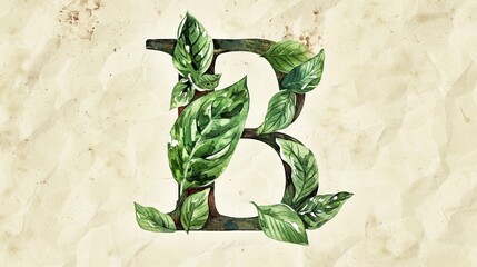 abstract leaf design letter b
