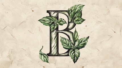 abstract leaf design letter b