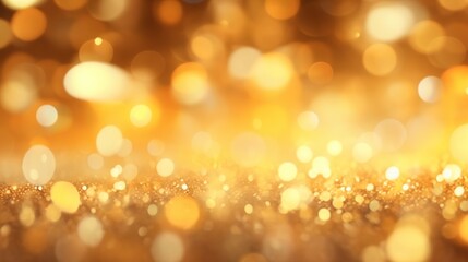 Fototapeta premium Abstract golden light and yellow light with bokeh background. Out of focus light in festival at night time.