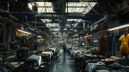 Crowded Garment Factory Room