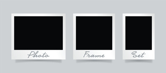 Polaroid photo frames set, realistic photo templates