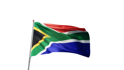 Fotobehang Afrika flag of south africa on a transparent background, waving in the wind, symbol of south african people, african country,  tall flagpole, no background, transparent png  © TheFlagCompany