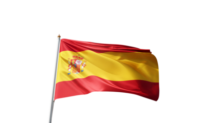 spanish flag on a transparent background, waving in the wind, spain flag with no background, tall flagpole, national symbol of spain, madrid, transparent png