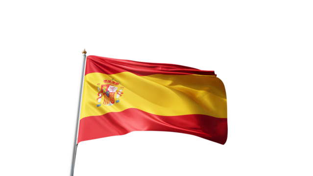 spanish flag on a transparent background, waving in the wind, spain flag with no background, tall flagpole, national symbol of spain, madrid, transparent png