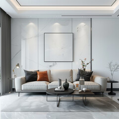 Interior living room design with clean wall sofa