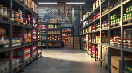 Large Room Filled With Food Shelves