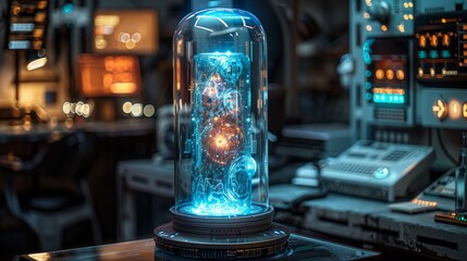 Space Station With Clock and Electronic Equipment