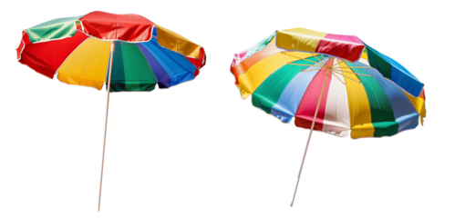 Set of  colorful beach umbrella isolated.