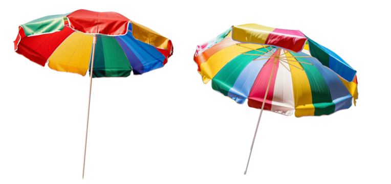 Set of  colorful beach umbrella isolated.