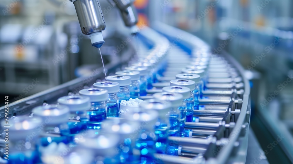 Poster Bottling Factory Line in Full Operation