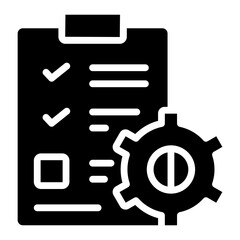 Checklist with gear, icon of list management
