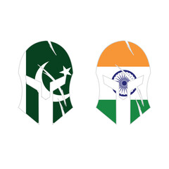 India VS Pakistan, Cricket Match Knight concept with creative illustration of participant countries flag Batsman Helmets isolated on white background. IND VS PAK