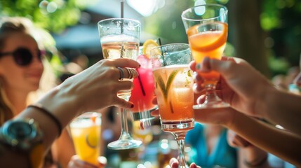 Group Cheers With Drinks at Lively Gathering