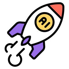 Modern design icon of ai rocket 

